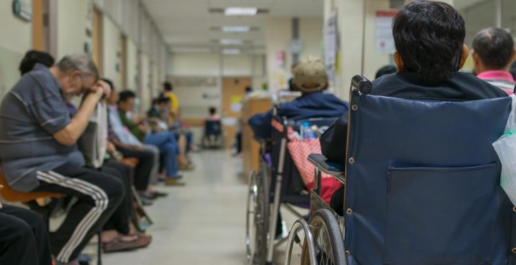 Busy waiting room in a hospital